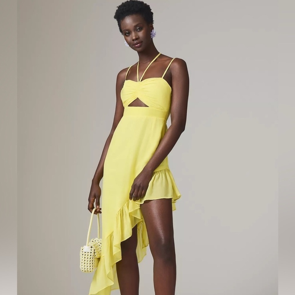 Anthropologie Yellow Asymmetrical Ruffled Sundress